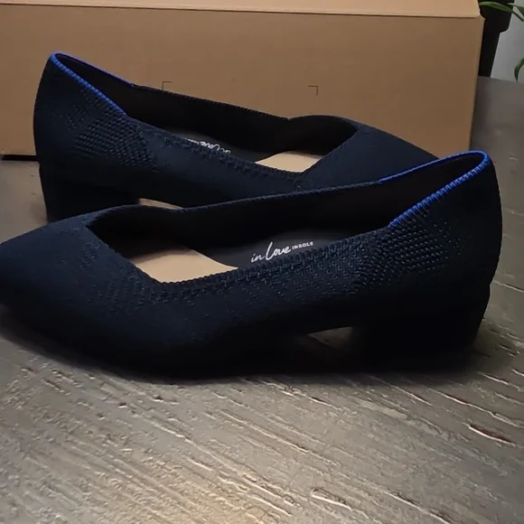 NIB Rothy’s The High Point Navy‎ Herringbone Low block Heels 5 - Picture 5 of 6